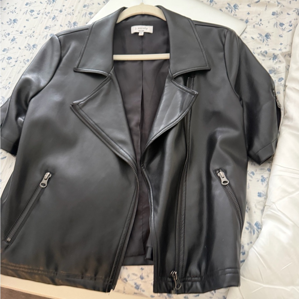 J society short sleeve moto jacket with zippers. Great condition. Size medium